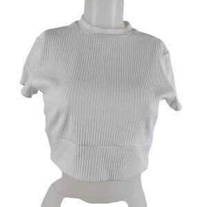 Victoria's Secret PINK Short Sleeve White Open Back Knit Top L